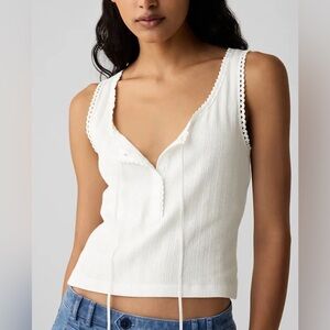 NWT Doen/Gap pointelle tank in ivory, Sz M.